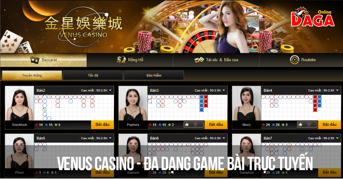 Các game bài chủ đạo tại Venus Casino